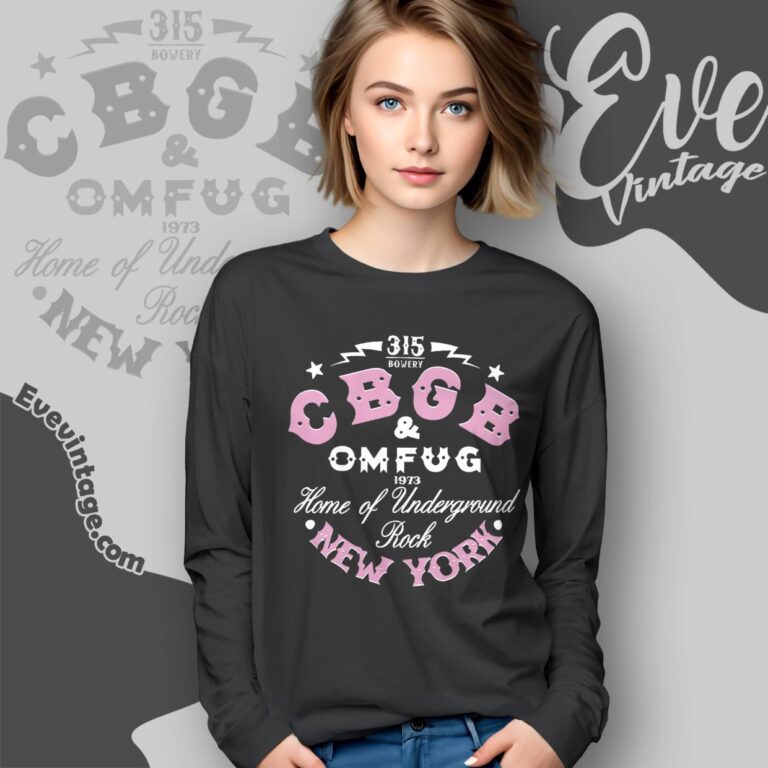 1973 Cbgb & Omfug New York Home Of Underground Rock Shirt Long Sleeve Tee 1973 Cbgb & Omfug New York Home Of Underground Rock Shirt Long Sleeve Tee