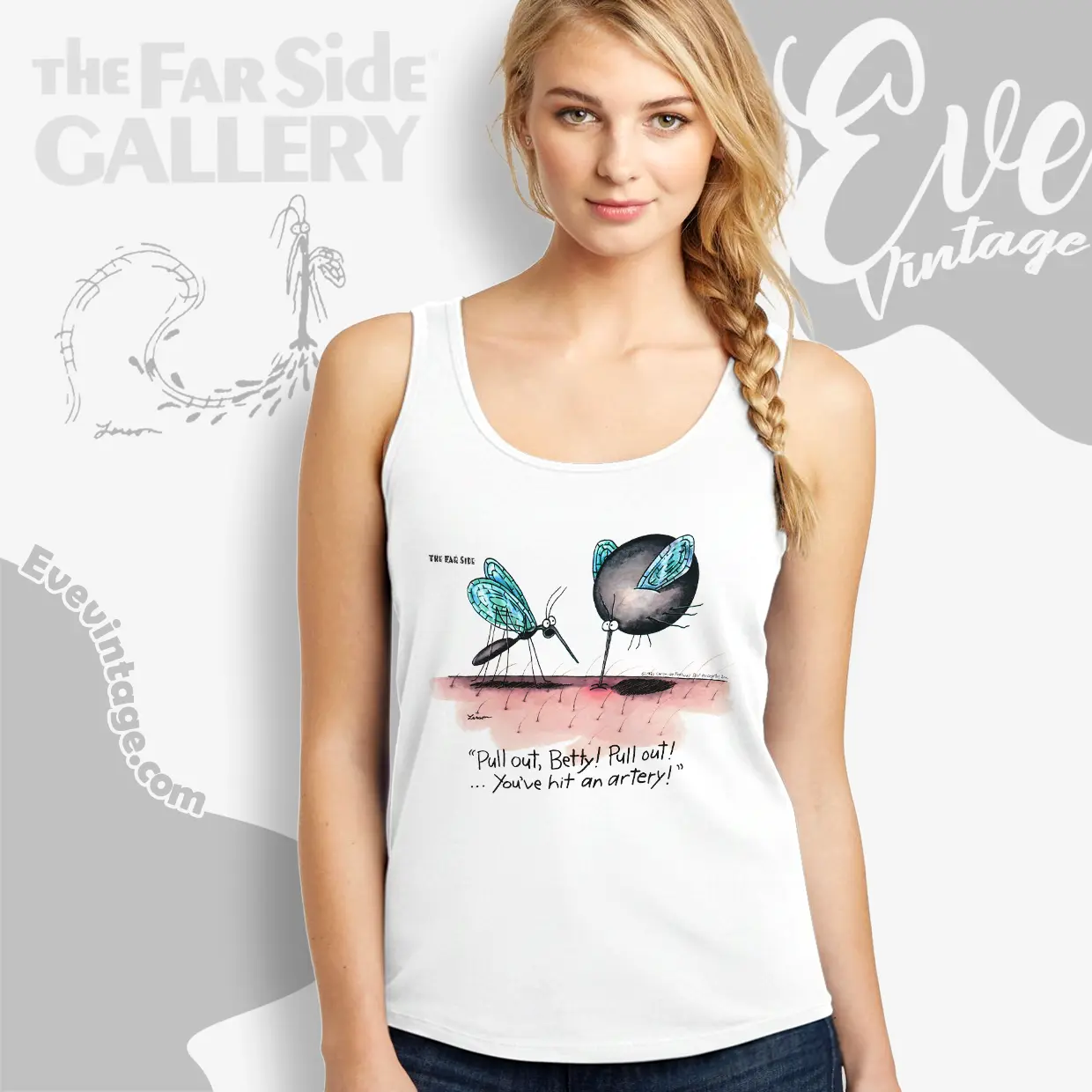 1982 The Far Side Mosquito Pull Out Betty Tank Top Racerback 1982 The Far Side Mosquito Pull Out Betty Tank Top Racerback