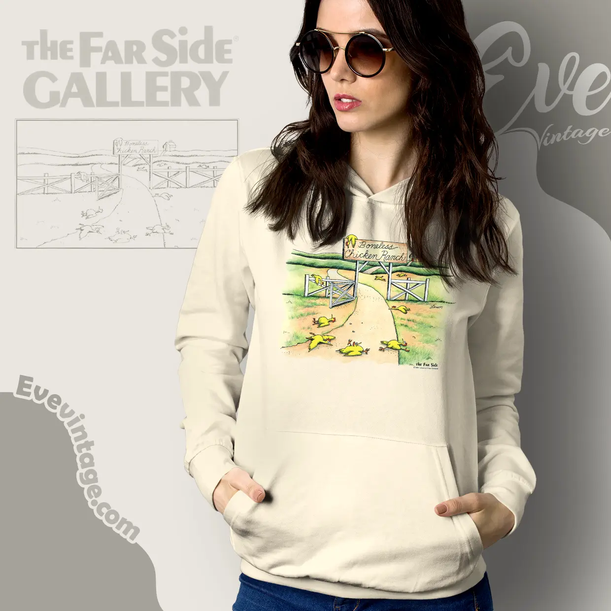 1984 The Far Side Shirt Boneless Chicken Ranch Hoodie 1984 The Far Side Shirt Boneless Chicken Ranch Hoodie