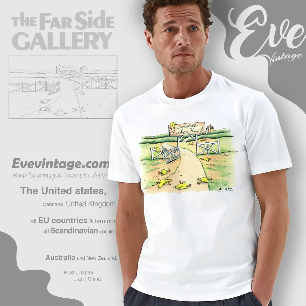 1984 The Far Side Shirt Boneless Chicken Ranch T shirt 1984 The Far Side Shirt Boneless Chicken Ranch T shirt