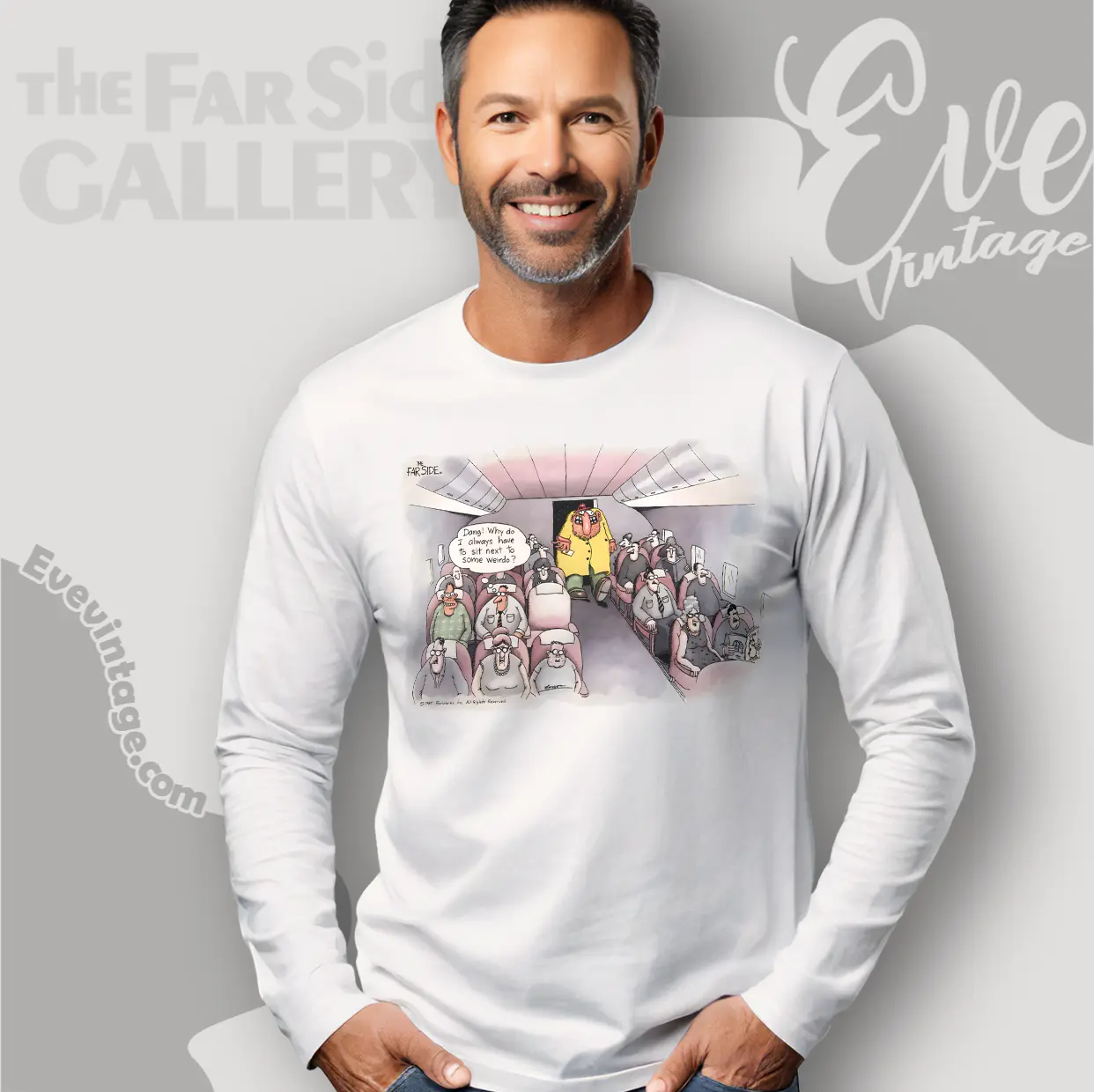 1985 Gary Larson The Far Side Shirt Airplane Weirdo Long Sleeve Tee 1985 Gary Larson The Far Side Shirt Airplane Weirdo Long Sleeve Tee