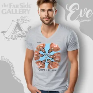 1986 Gary Larson The Far Side Shirt Custers Last View V Neck TShirt