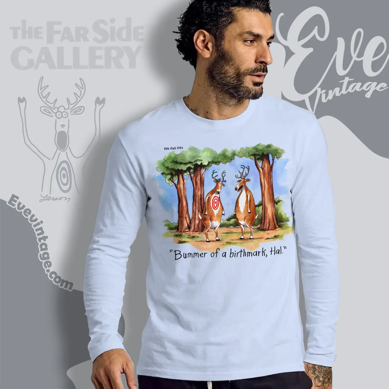 1986 The Far Side Bummer Of A Birthmark Long Sleeve Tee 1986 The Far Side Bummer Of A Birthmark Long Sleeve Tee