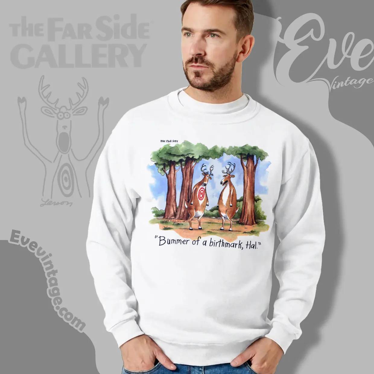 1986 The Far Side Bummer Of A Birthmark Sweatshirt 1986 The Far Side Bummer Of A Birthmark Sweatshirt
