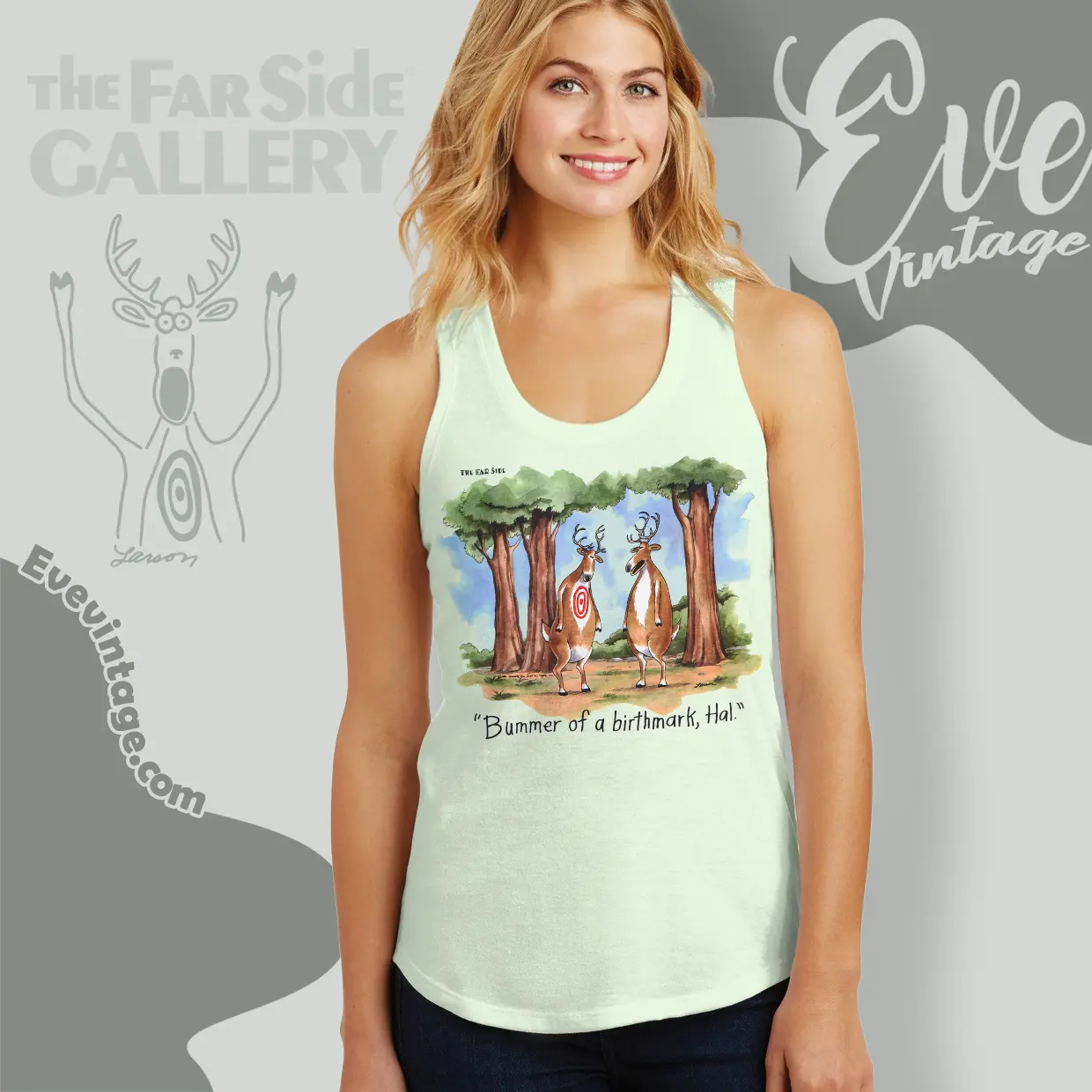 1986 The Far Side Bummer Of A Birthmark Tank Top Racerback 1986 The Far Side Bummer Of A Birthmark Tank Top Racerback