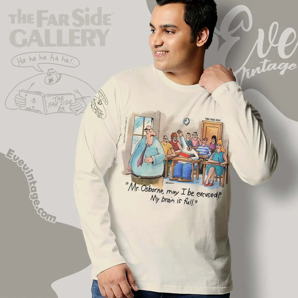 1986 The Far Side Mr Osborne My Brain Is Full Long Sleeve Tee 1986 The Far Side Mr Osborne My Brain Is Full Long Sleeve Tee