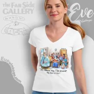 1986 The Far Side Mr Osborne My Brain Is Full V Neck TShirt