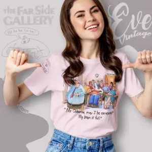 1986 The Far Side Mr Osborne My Brain Is Full Women T shirt