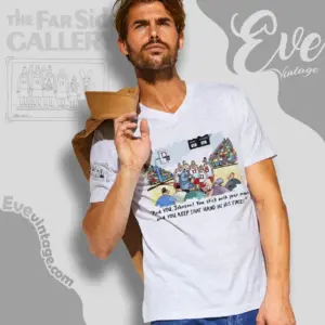 1987 The Far Side Basketball Shirt Jonhson Keep That Hand In His Face V Neck TShirt