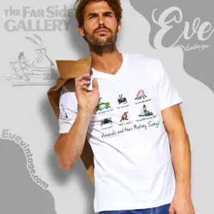 1987 the far side hey bay bee shirt animals and their mating songs v neck tshirt