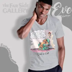 1988 The Far Side Dial A Cat V Neck TShirt