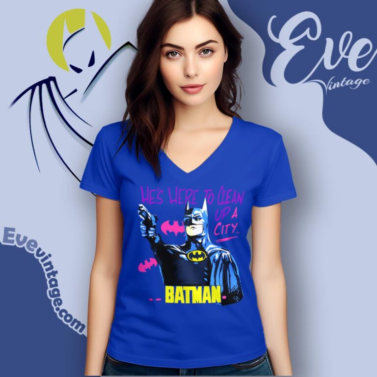 1989 Batman Shirt He's Here To Clean Up A City V Neck TShirt 1989 Batman Shirt He's Here To Clean Up A City V Neck TShirt