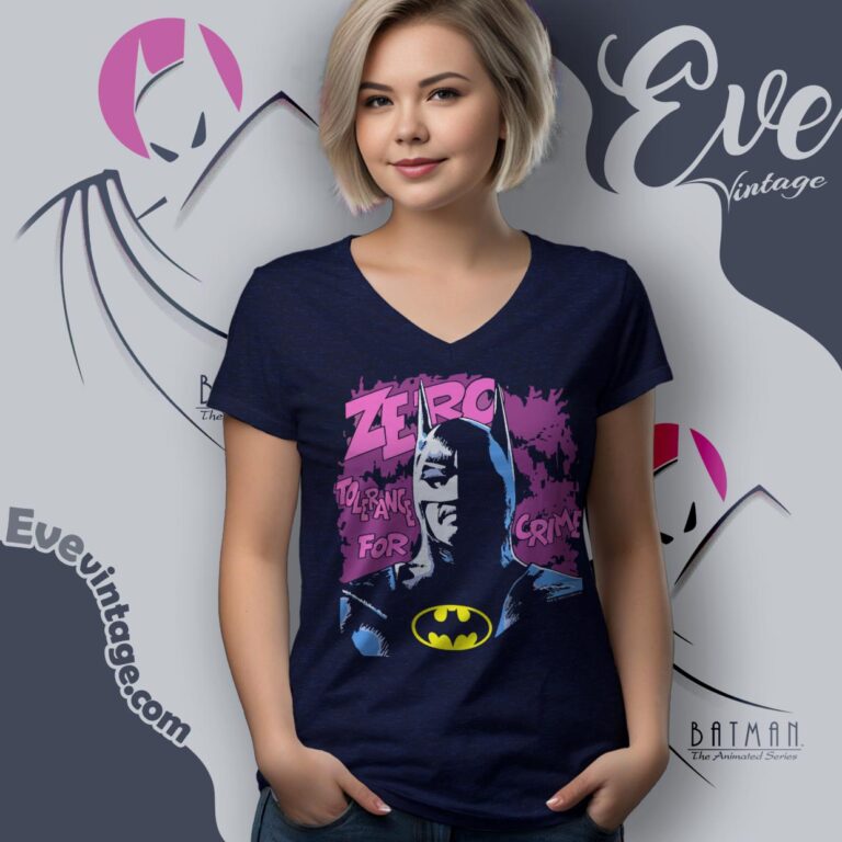 1989 Batman Shirt Zero Tolerance For Crime V neck 1989 Batman Shirt Zero Tolerance For Crime V neck