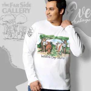 1990 The Far Side Shirt Wildlife Day Shifts Long Sleeve Tee
