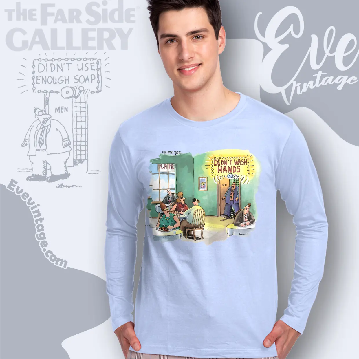 1991 The Far Side Shirt Didnt Wash Hands Alarm Long Sleeve Tee 1991 The Far Side Shirt Didnt Wash Hands Alarm Long Sleeve Tee