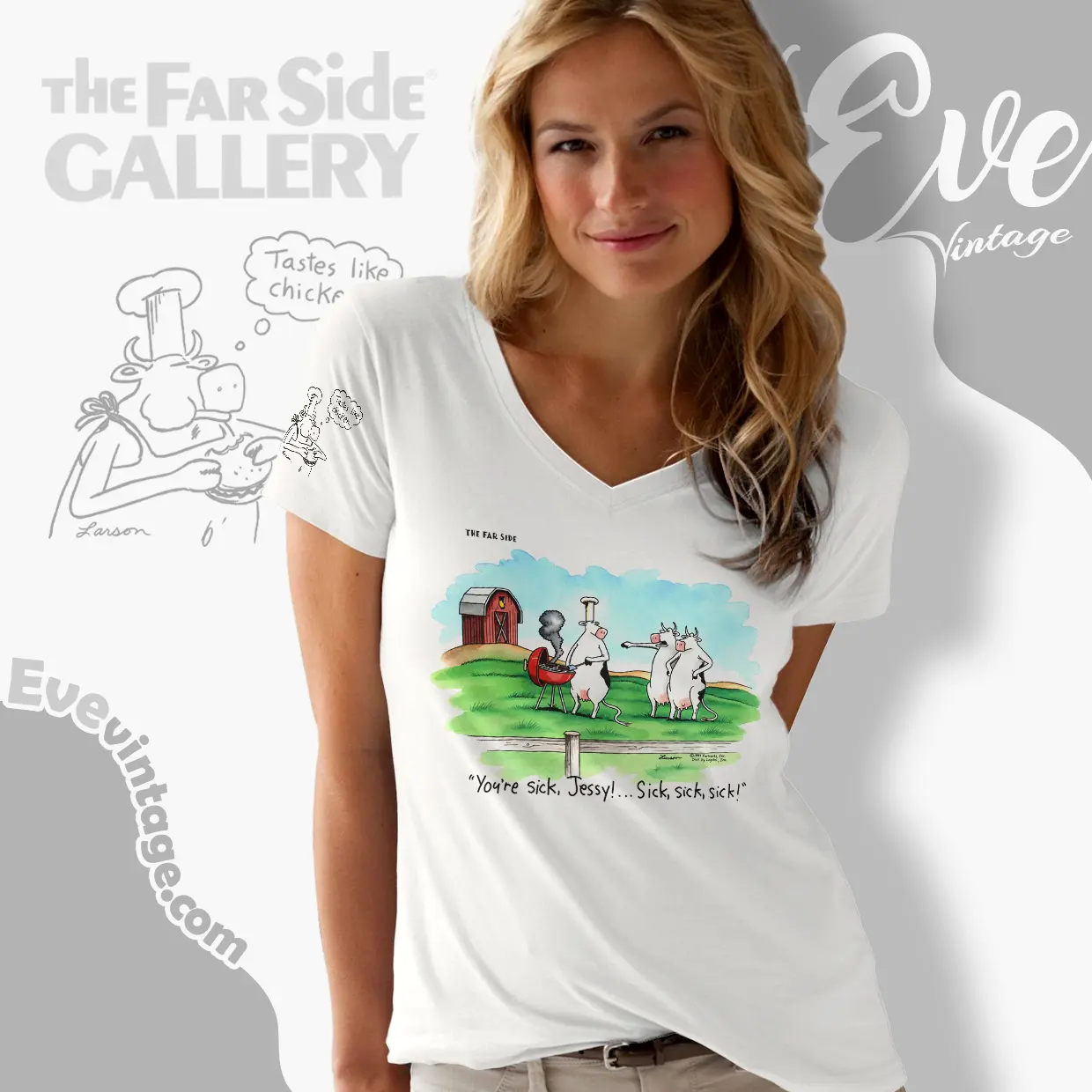 1991 The Far Side Shirt Youre Sick Jessy V Neck TShirt 1991 The Far Side Shirt Youre Sick Jessy V Neck TShirt