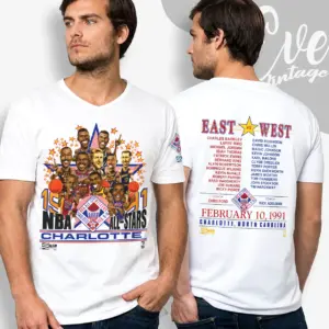1991 Vintage Nba All Stars East Vs West V Neck TShirt