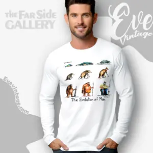 1992 Gary Larson The Far Side Shirt The Evolution Of Man Long Sleeve Tee
