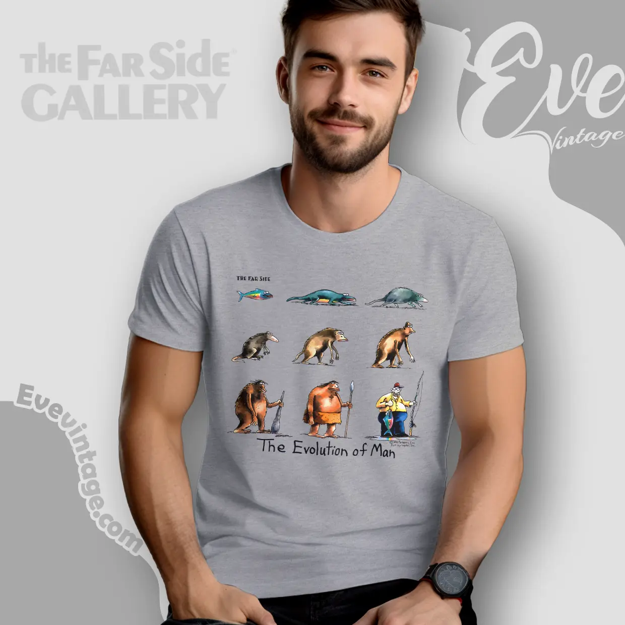 1992 Gary Larson The Far Side Shirt The Evolution Of Man T shirt 1992 Gary Larson The Far Side Shirt The Evolution Of Man T shirt
