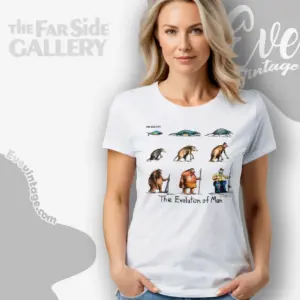 1992 Gary Larson The Far Side Shirt The Evolution Of Man Women T shirt