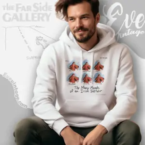 1992 The Far Side Shirt The Many Moods Of An Irish Setter Hoodie