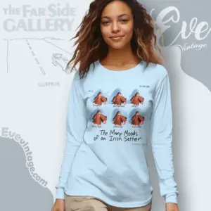 1992 The Far Side Shirt The Many Moods Of An Irish Setter Long Sleeve Tee
