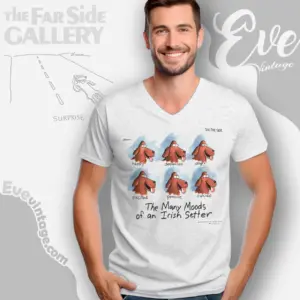 1992 The Far Side Shirt The Many Moods Of An Irish Setter V Neck TShirt