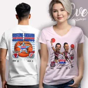 1992 nba finals shirt portland trailblazers vs chicago bulls v neck tshirt
