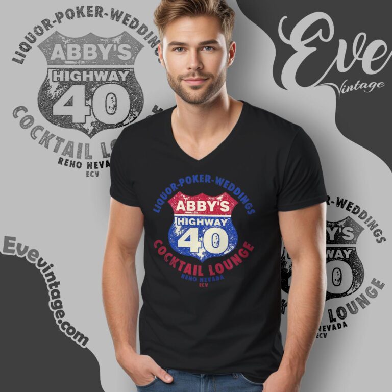 Abby's Highway 40 Bar Shirt Nevada Dive Bar V Neck TShirt Abby's Highway 40 Bar Shirt Nevada Dive Bar V Neck TShirt