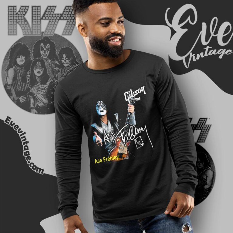Ace Frehley Signature Shirt Kiss Spaceman Gibson Guitar Tee Long Sleeve Tee Ace Frehley Signature Shirt Kiss Spaceman Gibson Guitar Tee Long Sleeve Tee