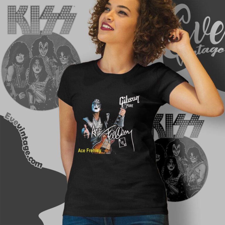 Ace Frehley Signature Shirt Kiss Spaceman Gibson Guitar Tee Women T shirt Ace Frehley Signature Shirt Kiss Spaceman Gibson Guitar Tee Women T shirt