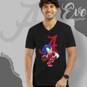 Alabama Crimson Tide Sonic The Hedgehog Basketball V Neck TShirt