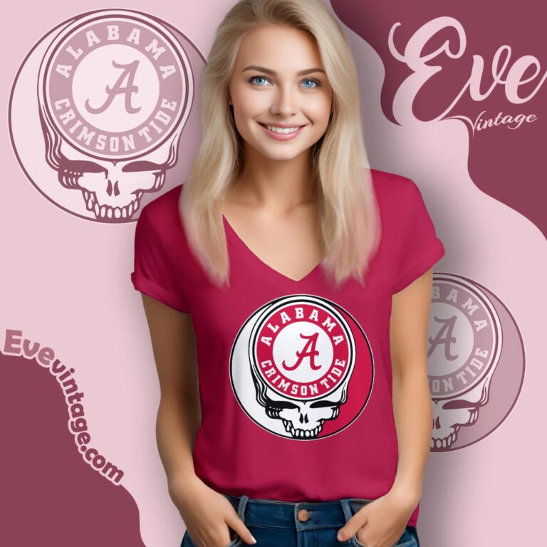 Alabama Crimson Tide Steal Your Face Stealie Shirt V Neck TShirt Alabama Crimson Tide Steal Your Face Stealie Shirt V Neck TShirt