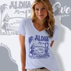 Aloha Room Shirt Newport Beach Tiki Bar V Neck TShirt