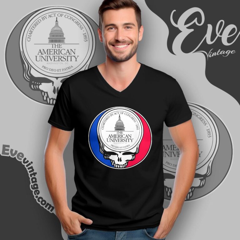American University Steal Your Face Grateful Dead Shirt V Neck TShirt American University Steal Your Face Grateful Dead Shirt V Neck TShirt