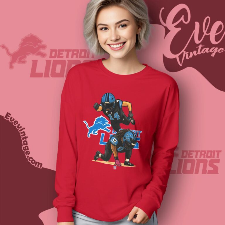 Amon Ra St brown Jahmyr Gibbs Celebration Pose T shirt Long Sleeve Tee Amon Ra St brown Jahmyr Gibbs Celebration Pose T shirt Long Sleeve Tee