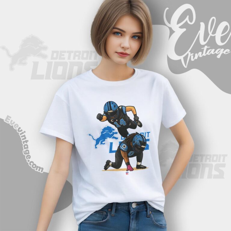 Amon Ra St brown Jahmyr Gibbs Celebration Pose T shirt Women T shirt Amon Ra St brown Jahmyr Gibbs Celebration Pose T shirt Women T shirt