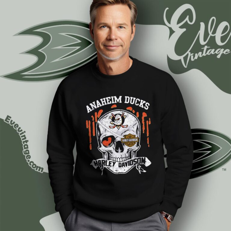 Anaheim Ducks Harley Davidson Skull Shirt Sweatshirt Anaheim Ducks Harley Davidson Skull Shirt Sweatshirt