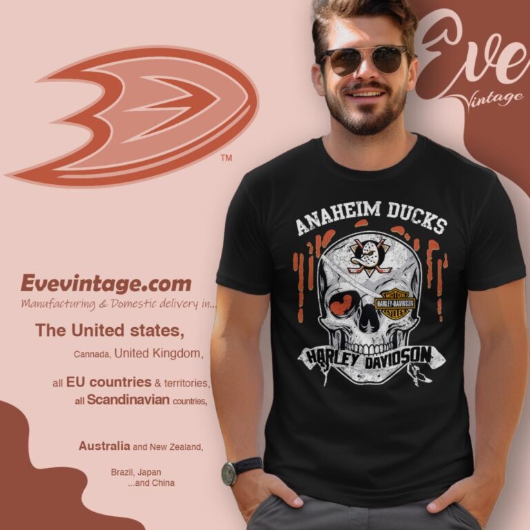 Anaheim Ducks Harley Davidson Skull Shirt T Shirt Anaheim Ducks Harley Davidson Skull Shirt T Shirt