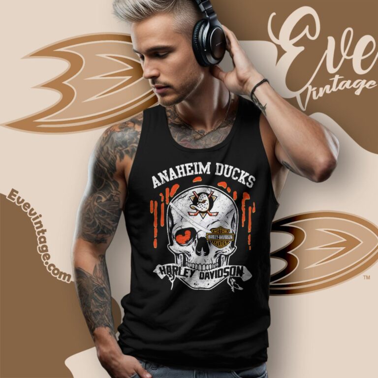 Anaheim Ducks Harley Davidson Skull Shirt Tank Top Racerback Anaheim Ducks Harley Davidson Skull Shirt Tank Top Racerback