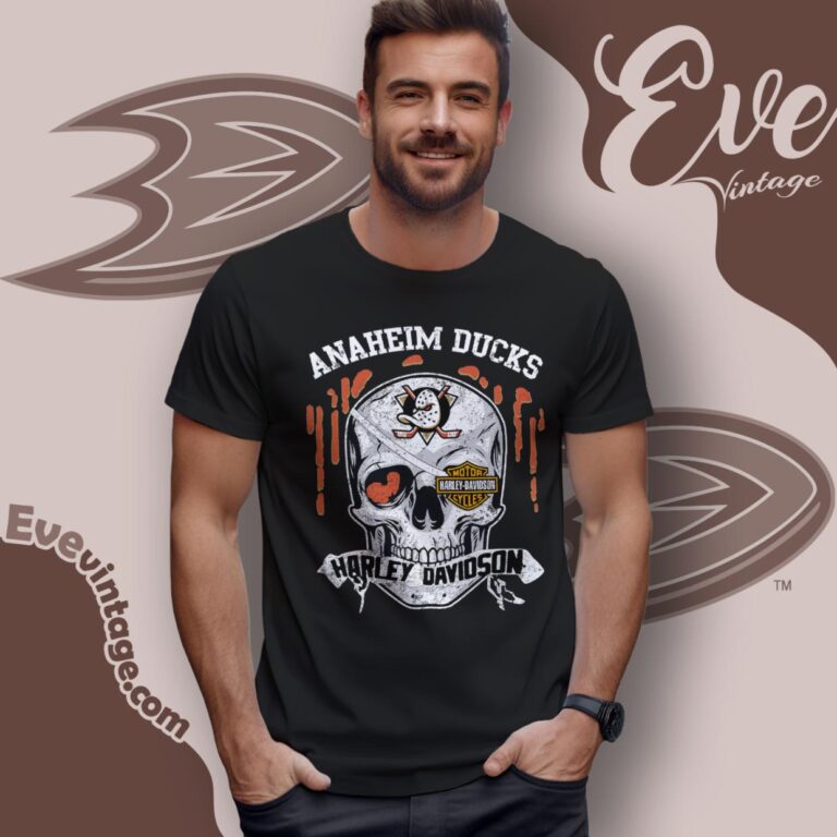 Anaheim Ducks Harley Davidson Skull Shirt Women T Shirt Anaheim Ducks Harley Davidson Skull Shirt Women T Shirt