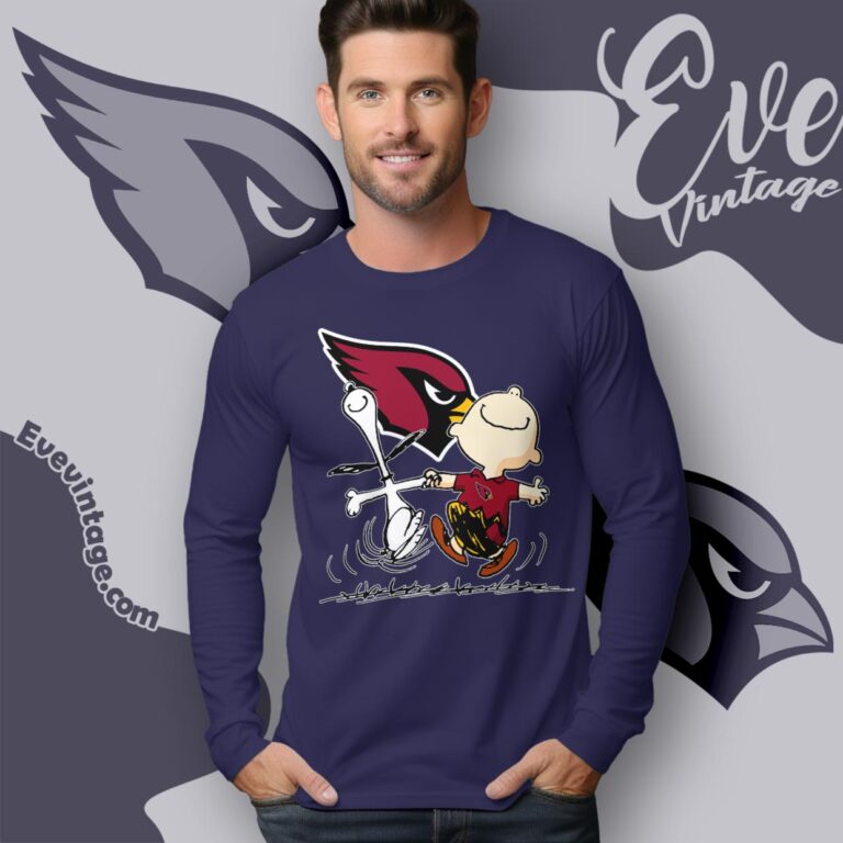 Arizona Cardinals Charlie Brown Snoopy Happy Dancing Shirt Long Sleeve Tee Arizona Cardinals Charlie Brown Snoopy Happy Dancing Shirt Long Sleeve Tee