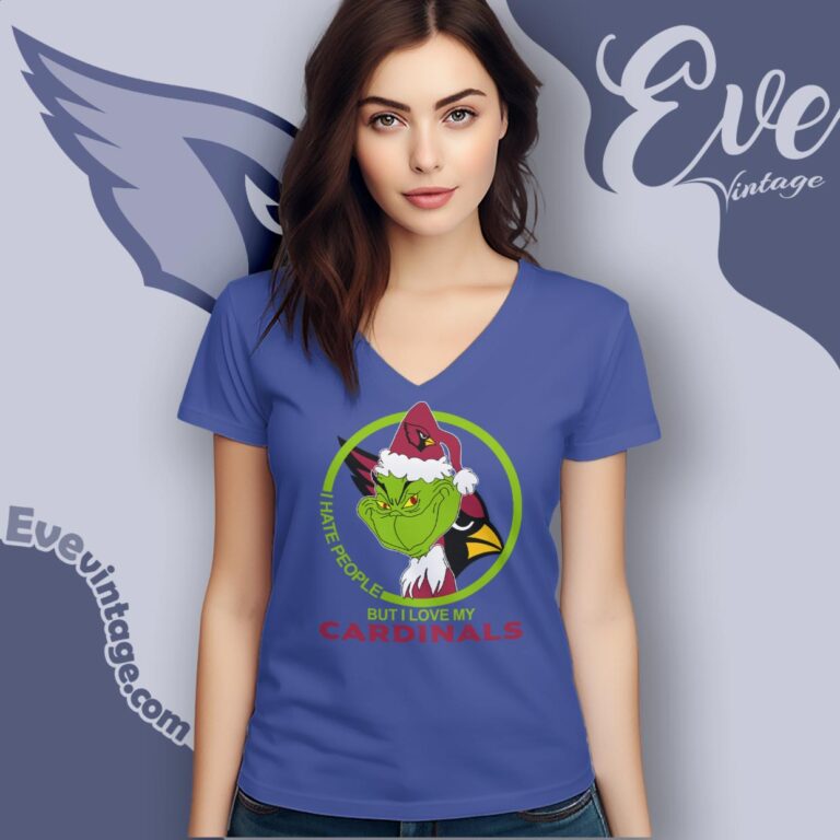 Arizona Cardinals Christmas Grinch Shirt I Hate People But I Love My Cardinals V Neck TShirt Arizona Cardinals Christmas Grinch Shirt I Hate People But I Love My Cardinals V Neck TShirt