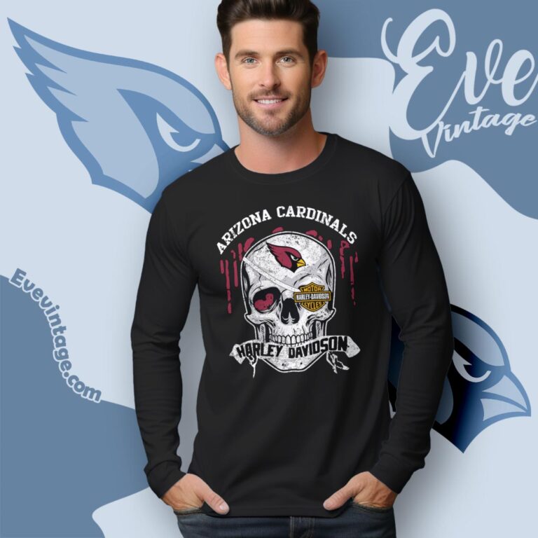 Arizona Cardinals Harley Davidson Skull Shirt Long Sleeve Tee Arizona Cardinals Harley Davidson Skull Shirt Long Sleeve Tee