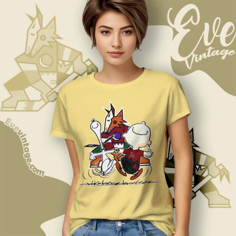 Arizona Coyotes Charlie Brown Snoopy Happy Dancing Shirt Women T Shirt Arizona Coyotes Charlie Brown Snoopy Happy Dancing Shirt Women T Shirt