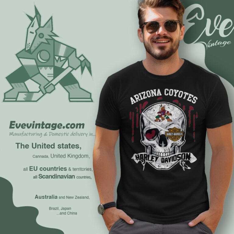 Arizona Coyotes Harley Davidson Skull Shirt T Shirt Arizona Coyotes Harley Davidson Skull Shirt T Shirt