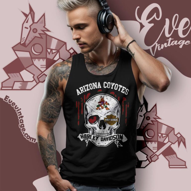 Arizona Coyotes Harley Davidson Skull Shirt Tank Top Racerback Arizona Coyotes Harley Davidson Skull Shirt Tank Top Racerback