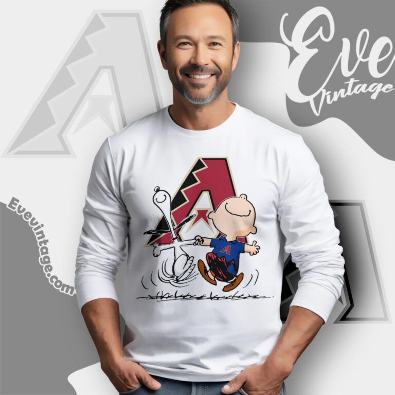 Arizona Diamondbacks Charlie Brown Snoopy Happy Dancing Shirt Long Sleeve Tee Arizona Diamondbacks Charlie Brown Snoopy Happy Dancing Shirt Long Sleeve Tee