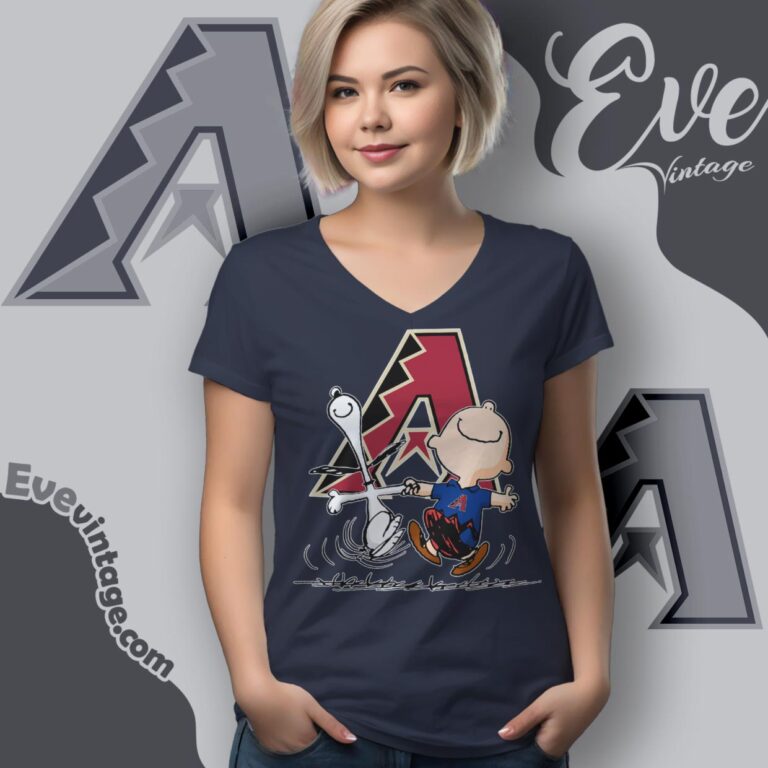 Arizona Diamondbacks Charlie Brown Snoopy Happy Dancing Shirt V Neck TShirt Arizona Diamondbacks Charlie Brown Snoopy Happy Dancing Shirt V Neck TShirt