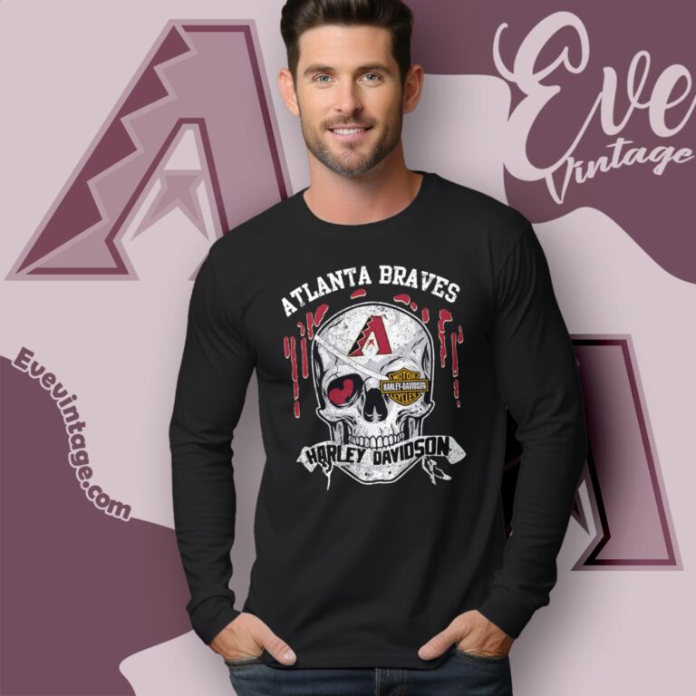 Arizona Diamondbacks Harley Davidson Skull Long Sleeve Tee Arizona Diamondbacks Harley Davidson Skull Long Sleeve Tee